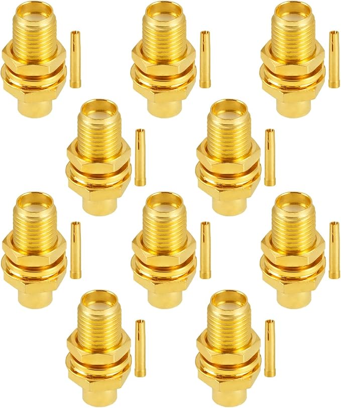 10 PCS SMA Connectors SMA Female Bulkhead Solder Connector by POBADY