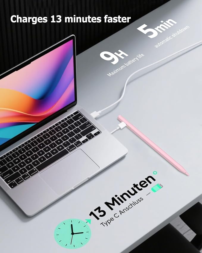 Pink Pen for iPad – Fast Charging, Palm Rejection and Tilt Sensitivity - Image 2