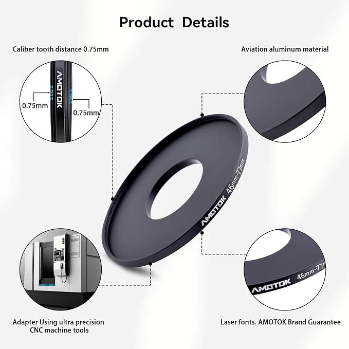 46mm Lens to 77mm Camera Lens Adapter, 46mm to 77mm Filter Step-Up Adapter Ring - Image 3