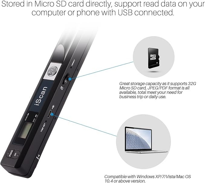 Portable Document Scanner, AOZBZ 900DPI Handheld Image Scanner, Scanning Wand - Image 4