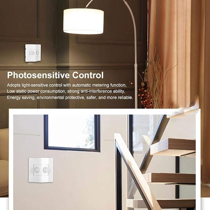 PIR Motion Sensor Smart Switch, 86-type Light-sensitive 180 Degrees Motion - Image 4