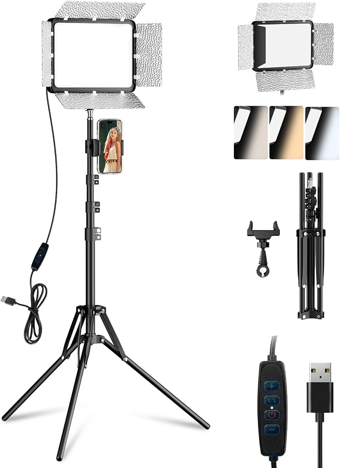 EMART LED Video Light Kit with Phone Holder & Barndoor, 2800-7000K Dimmable by EMART