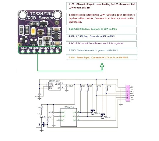 2 Pcs TCS34725 RGB Light Color Sensor Recognition Module - Image 7