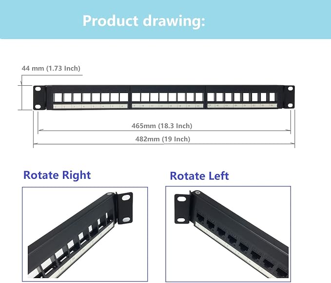 1U Hinged 24 Port Blank Keystone Patch Panel - Image 2