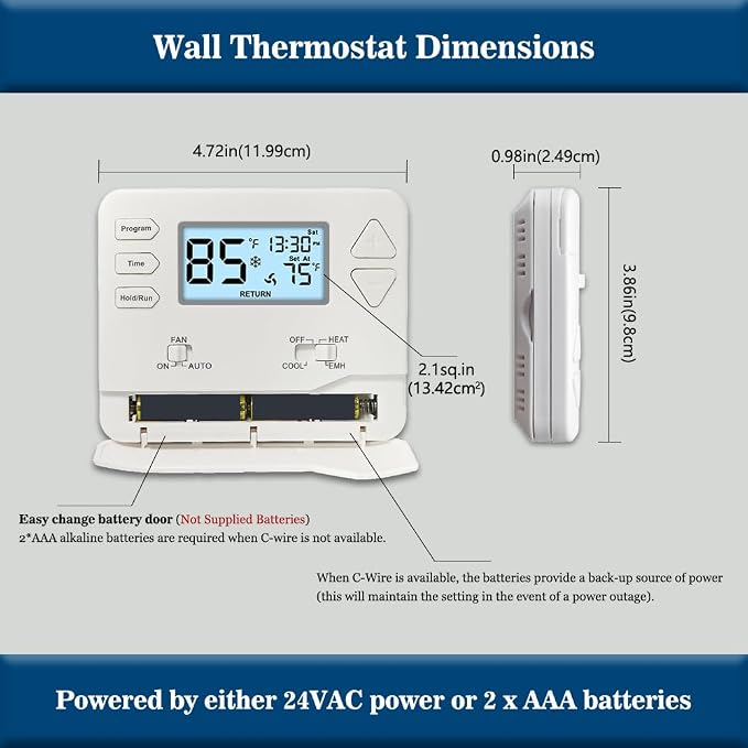 Thermostat for Heat Pump, Programmable Thermostat for House, Single-Stage - Image 4