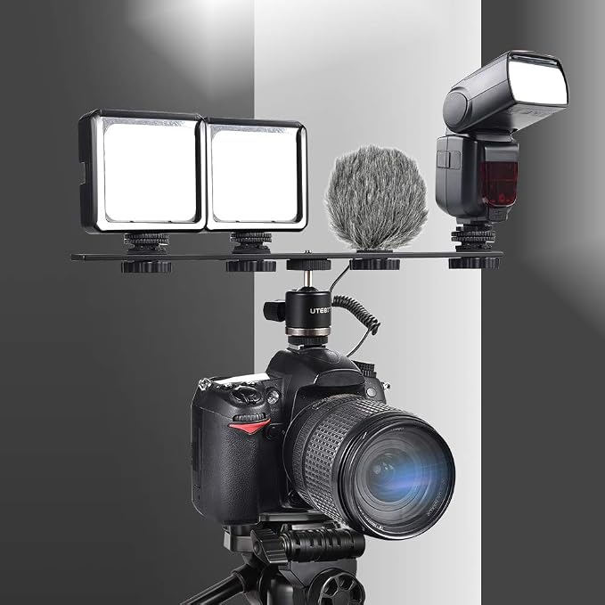 UTEBIT 11 inch Flash Bracket, Long Dual Camera Mount Flash Bracket Extension Bar - Image 7