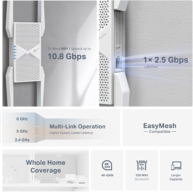TP-Link-RE655BE BE11000 Tri-Band Wi-Fi 7 Range Extender - Image 5