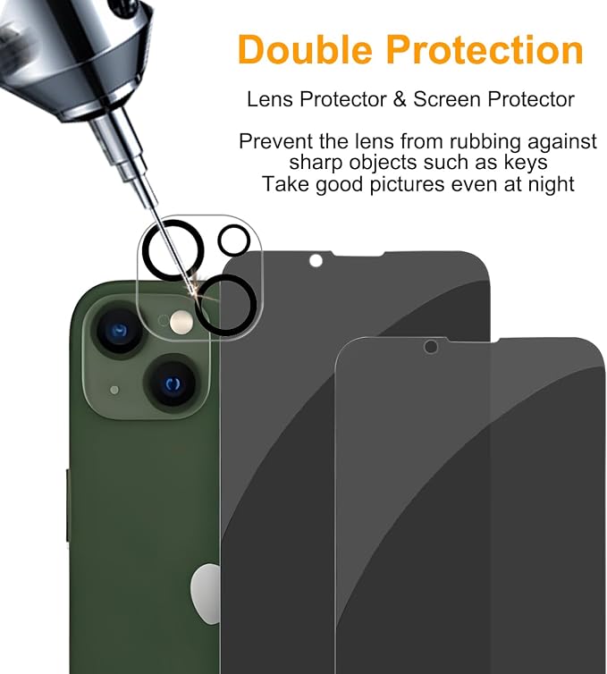 PEHAEL 3+3 Pack for iPhone 13 Mini Privacy Screen Protector - Image 6