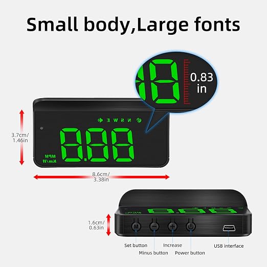 AZIJYV Heads Up Display for Cars, Windshield Speedometer Projector M1Green - Image 8
