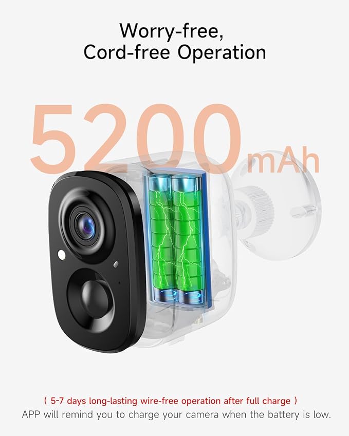 4 Pack 2.5K Security Camera Wireless Outdoor, 2.4G WiFi Battery Powered Outdoor - Image 2