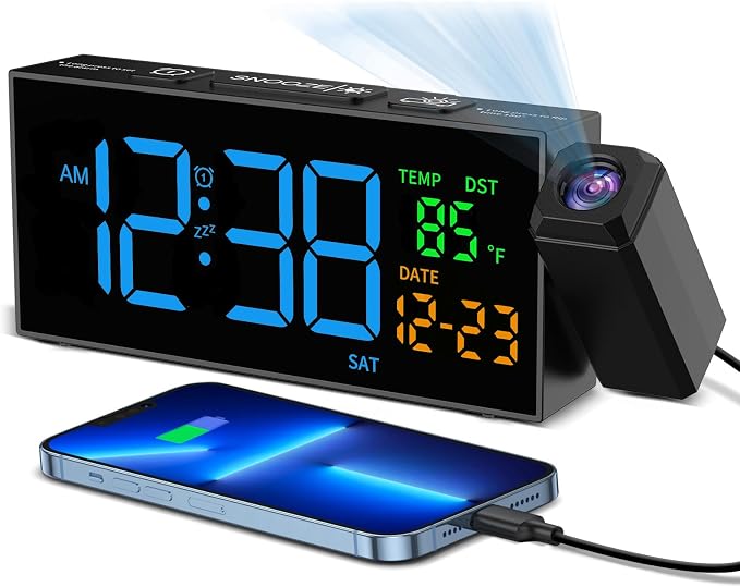 Netzu Projection Clock for Bedroom Ceiling, Digital Clocks by Netzu