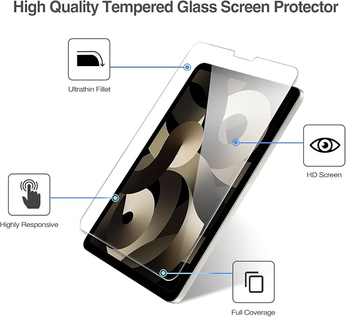 ProCase Screen Protector for iPad Air 5th /4th Generation 10.9" + Camera Lens - Image 3