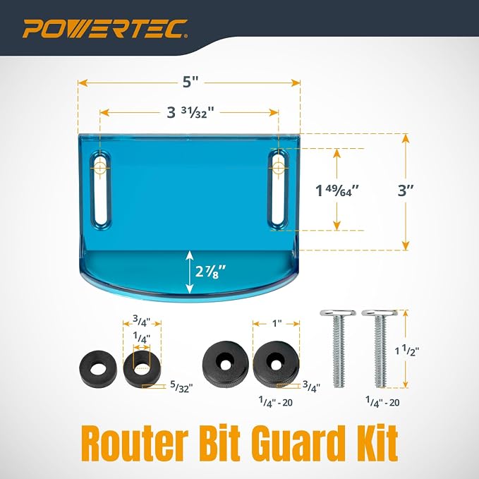 POWERTEC 71538V Adjustable Router Table Bit Guard Kit w/Mounting Hardware - Image 2