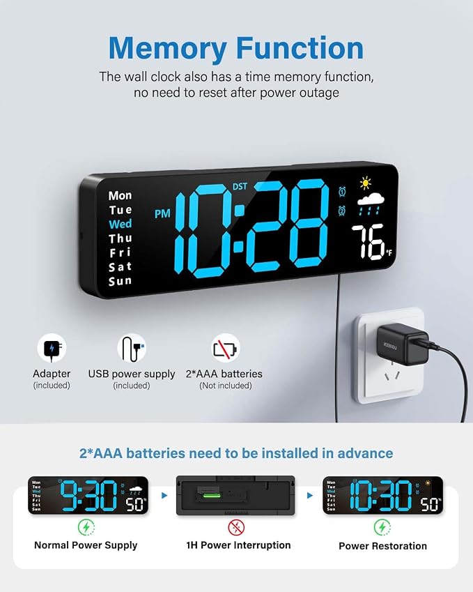 Digital Wall Clock, Digital Clock Large Display - Image 5