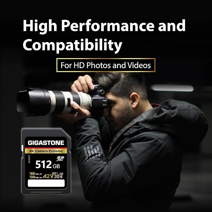 【5-Years Data Recovery】 GIGASTONE 512GB SD Card, 4K Camera Extreme, UHS-I A2 - Image 4