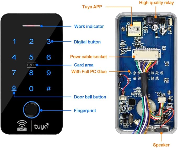 WiFi Graffiti Access Control System keypad, IP68 Waterproof Fingerprint keypad - Image 6