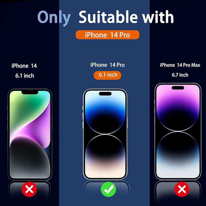 Ferilinso 3 Pack for Apple iPhone 14 Pro Privacy Screen Protector Tempered - Image 2