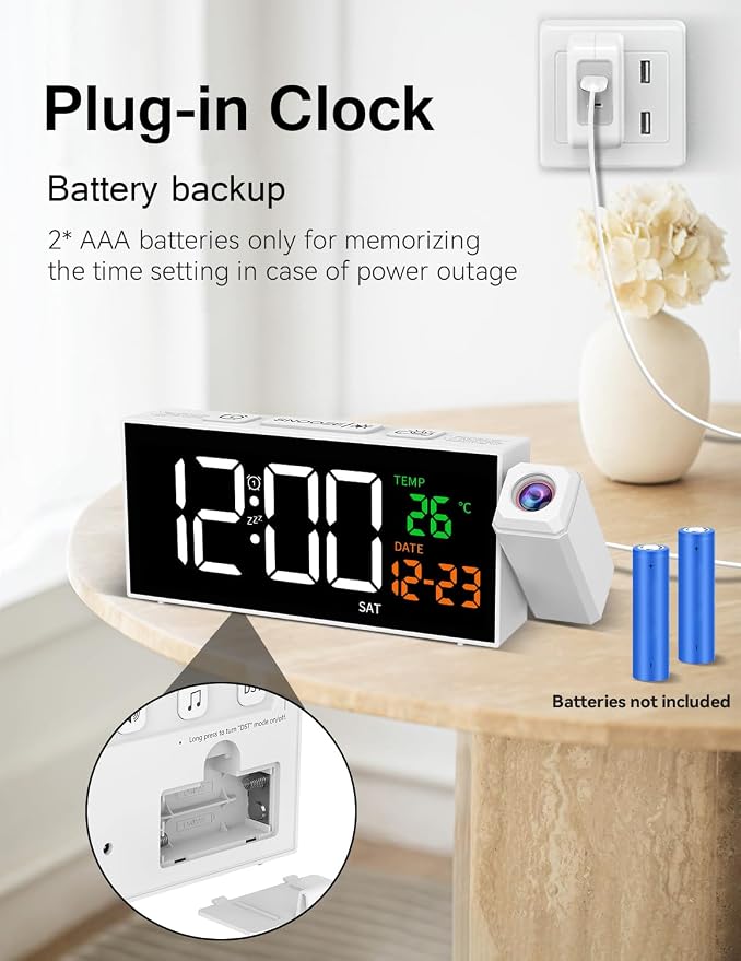 Netzu Projection Clock for Bedroom Ceiling, Alarm Clocks - Image 7