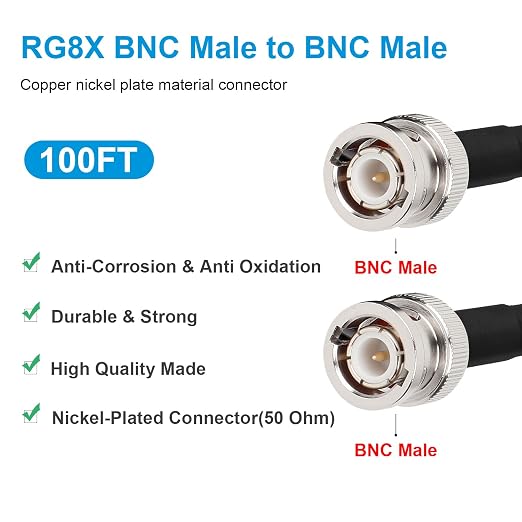 MOOKEERF BNC Male to Male Coaxial Cable - Image 2