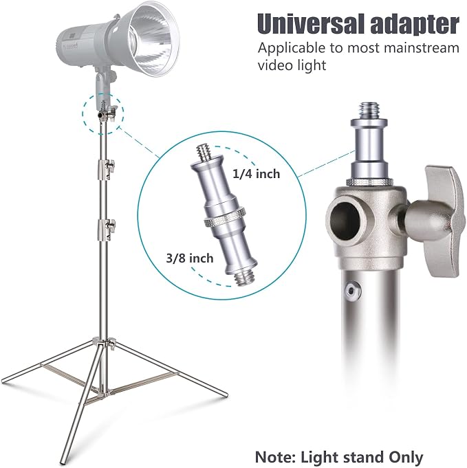 NEEWER 102"/2.6m Stainless Steel Light Stand, Spring Cushioned Heavy Duty - Image 2