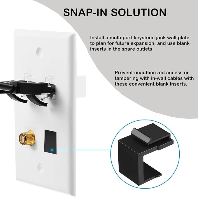 Jadaol 50-Pack Blank Keystone Jack Inserts, Keystone Port Dust Covers, Filler - Image 3