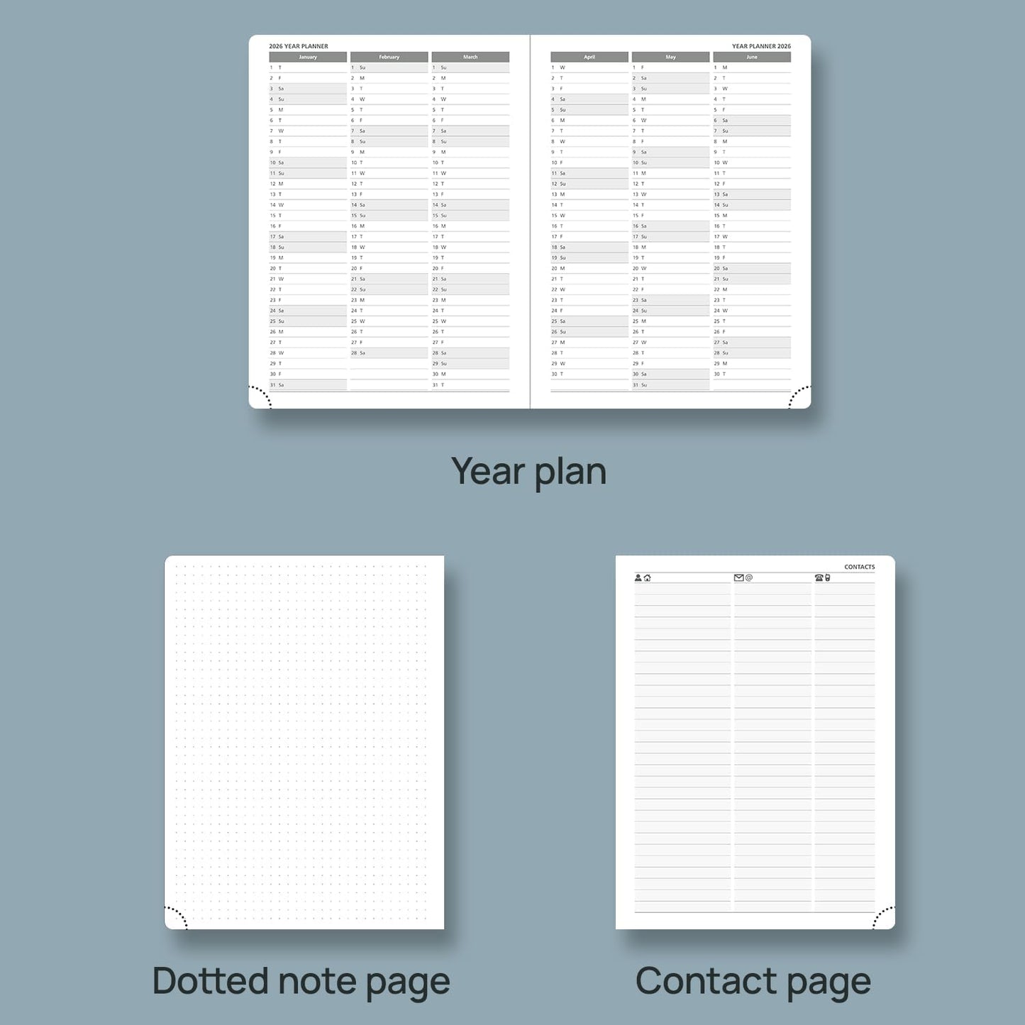 POPRUN Planner 2025-2026 (Medium 6.75''x 8.75''), Horizontal Weekly Notebook Jul.2025 - Jun.2026, Academic Appointment Book with Monthly Tabs, Leather Hardcover, Inner Pocket, 100 GSM - Lavender