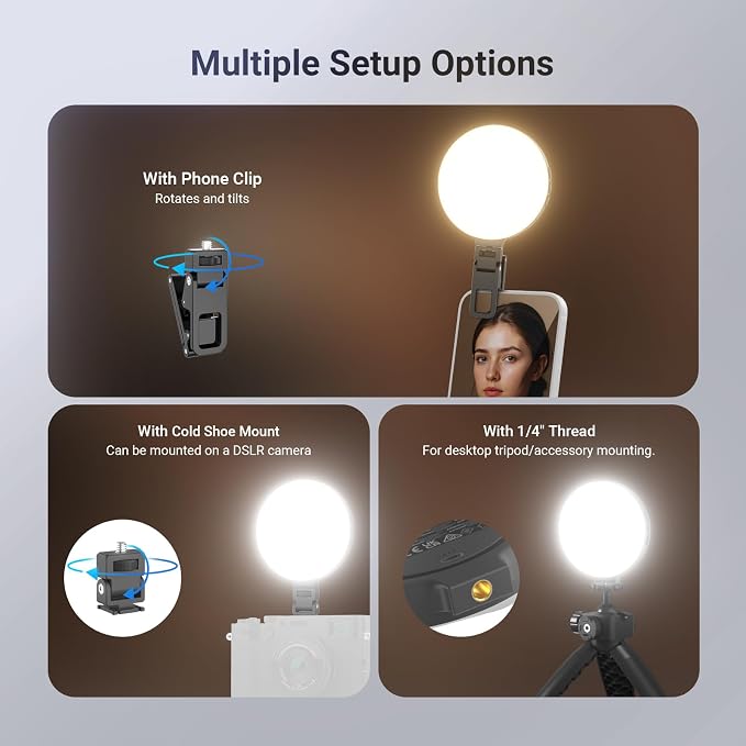 NEEWER Entry Level Version LED Selfie Ring Light, 4.8W Bi Color Edge Lit Clip - Image 5