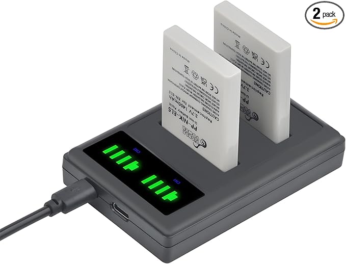 Pickle Power EN-EL5 Battery 2-Pack and LED Dual Charger by PicklePower