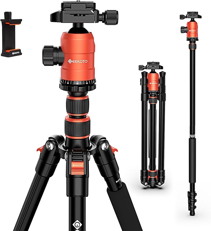 GEEKOTO 77'' Aluminum Camera Stand & Monopod, Foldable Travel Gear by GEEKOTO