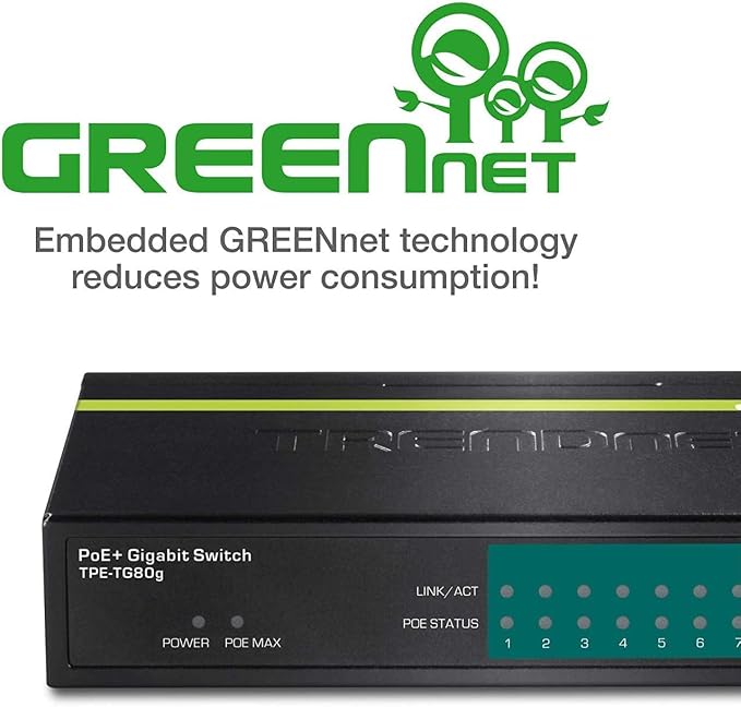 TRENDnet 8-Port Gigabit PoE+ Switch, 8 x Gigabit PoE+ Ports, 123W PoE Power - Image 7