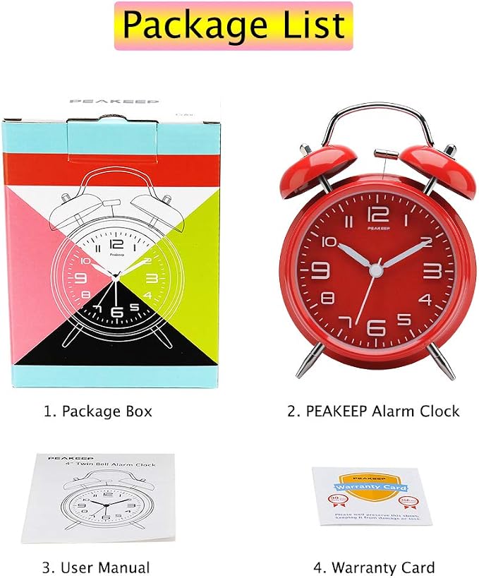 Peakeep 4.5 Inches Twin Bell Loud Alarm Clock - Image 7