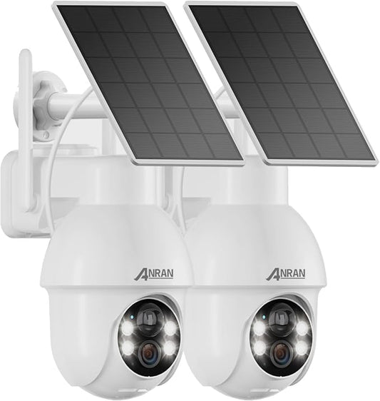 ANRAN 2K Solar Security Camera Wireless Outdoor, 2 Pack Battery-Powered WiFi by ANRAN