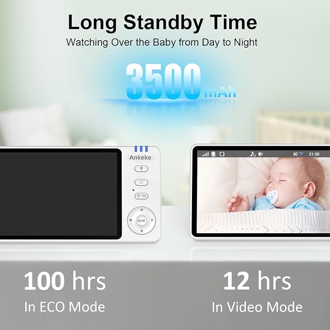 Baby Monitor with Camera and Audio, No WiFi Baby Monitor with 5" IPS LCD Screen - Image 7