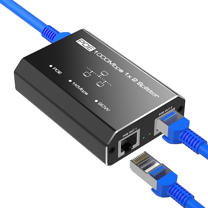 PoE Splitter, 2 Port Gigabit PoE Switch, Network Hub 1 in 2 Out, Supports IEEE by Unknown