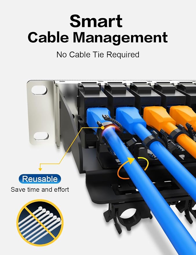 1U 48 Port Patch Panel Cat6 RJ45 Passthrough Patch Panel UTP - Image 2