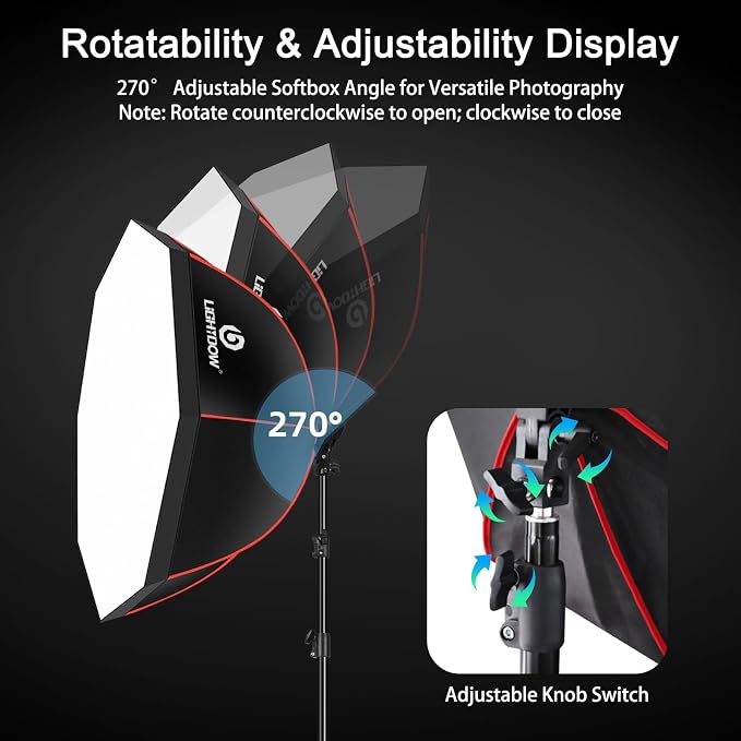 Light Box Photography Lighting Kit:2-Pack 37" Octa Softbox, Honeycomb Grid - Image 6
