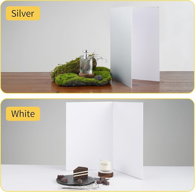 Meking Silver White Photo Backdrop Boards, 2 in 1 Light Reflectors - Image 2