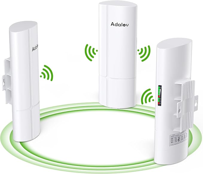AdaLov 3PCS Wireless Bridge Kit, Gigabit Point to 2 Points Outdoor WiFi Bridges by AdaLov