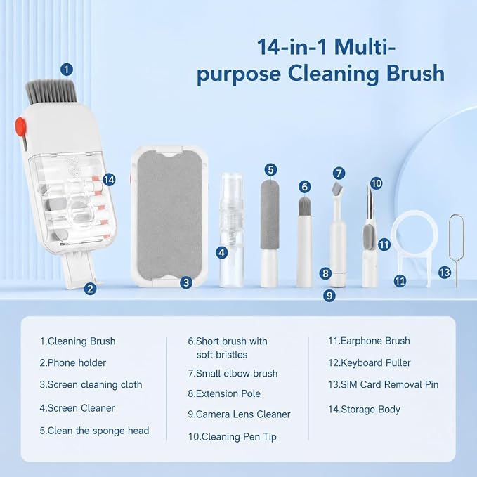 14 in 1 Earphone Cleaner Kit, Charging Port Cleaner, - Image 6