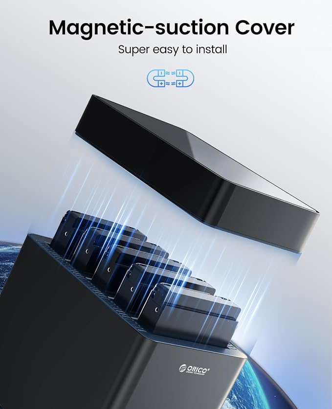 ORICO 5 Bay 3.5 Inch Hard Drive Enclosure USB C to SATA Magnetic Tool-Free - Image 2