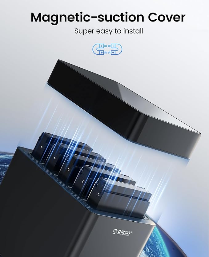 ORICO 5 Bay Hard Drive Enclosure USB 3.0 to SATA Magnetic Tool-Free External - Image 2