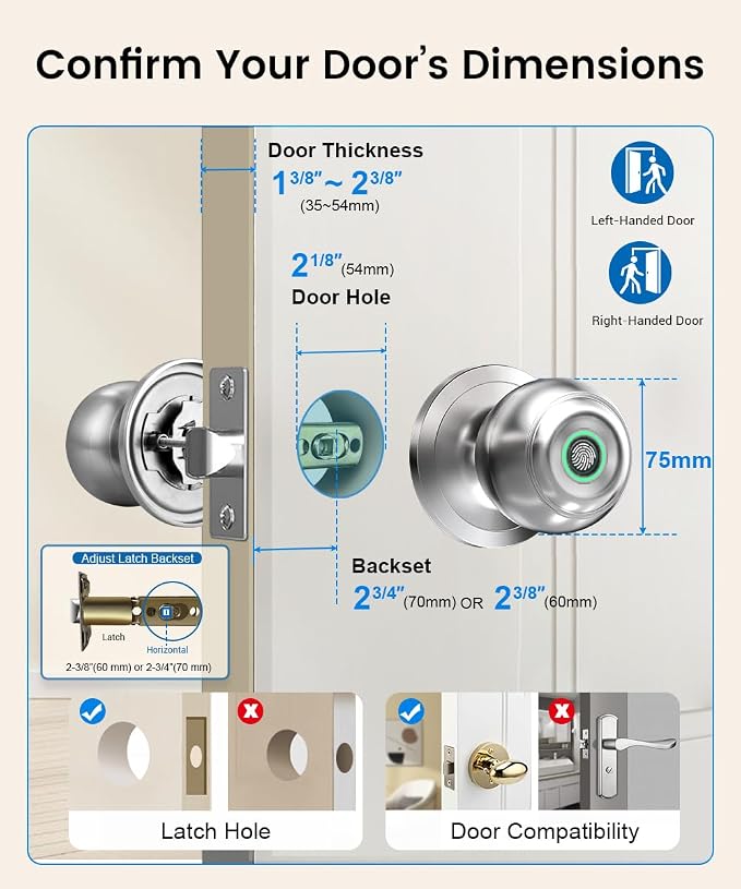 Fingerprint Door Lock, Smart Fingerprint Door Knob - Image 7