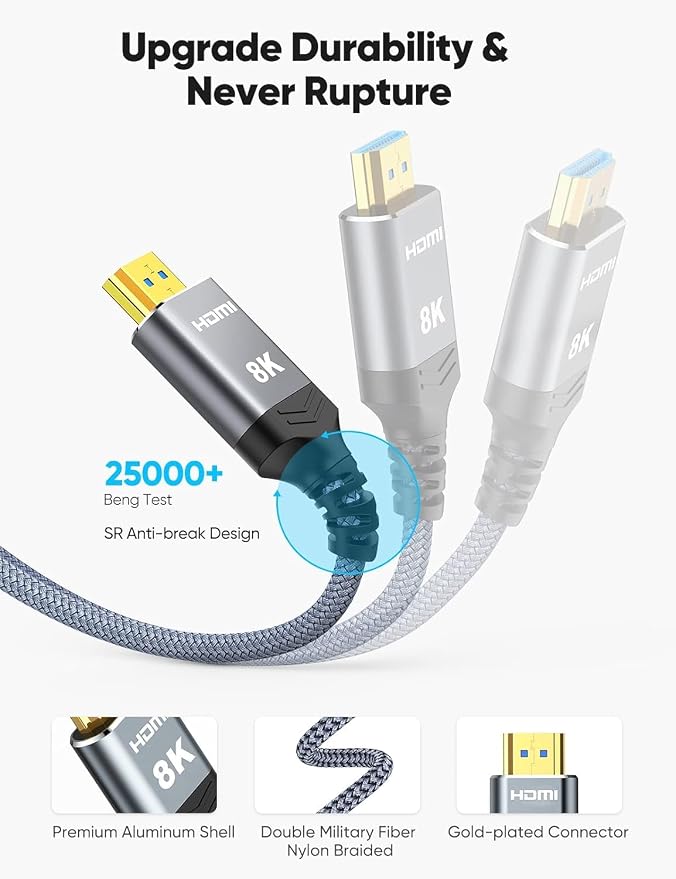 Highwings Long 8K Fiber Optic HDMI Cable 50 FT, 2.1 Unidirectional 48Gbps - Image 5