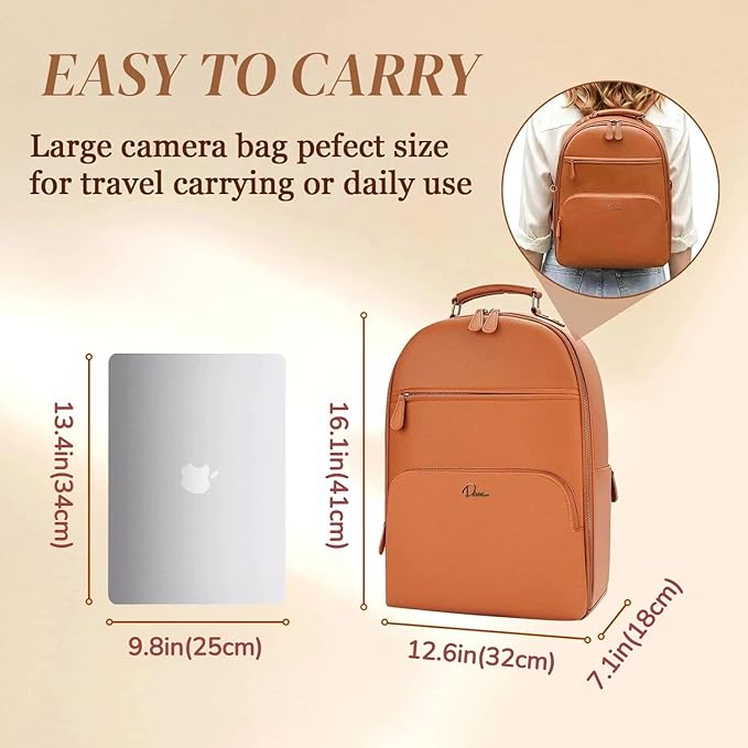 Camera Backpack Classic PU Leather - Image 3