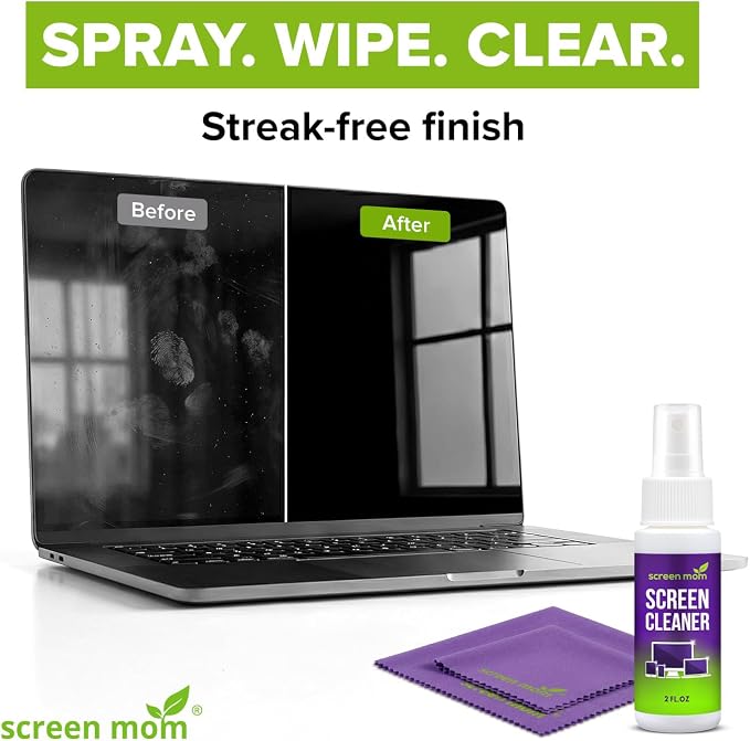 Screen Cleaner Spray and 2 Microfiber Cloths - 2oz Bottle by Screen Mom-Screen - Image 3