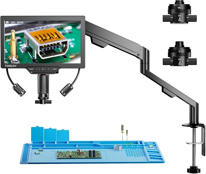 TOMLOV 3D Digital Microscope for Soldering: Magnetic Dual Lens Micro Scope by TOMLOV-MoreThanAMicroscope