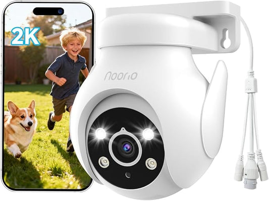 Noorio 2K Security Camera Outdoor 360° Pan/Tilt, Two Way Talk Wired Outdoor by Noorio