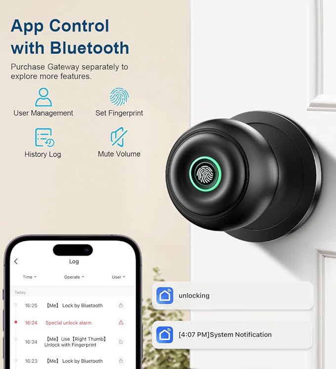 Fingerprint Door Lock, Smart Fingerprint Door Knob - Image 6