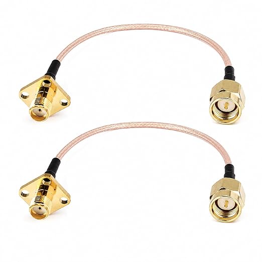 coaxial Cable SMA Female Jack to SMA Male Plug Pigtail Cable 4 Holes Flange by RedYutou-CableConnectivity