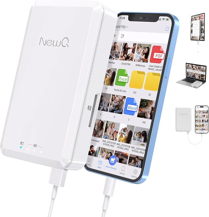 NEWQ Hard Drive for Phone Computer: 2 TB Photo Stick Portable Storage Device by NewQ